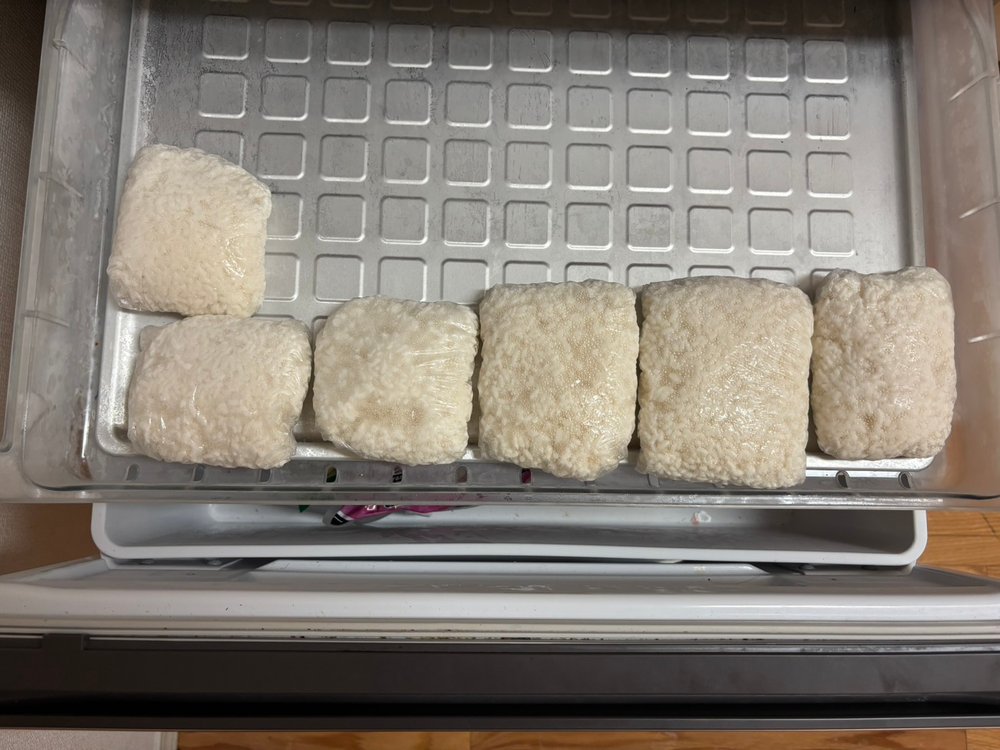 冷凍庫に立てて入れている冷凍ご飯